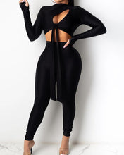Load image into Gallery viewer, Solid Long Sleeve Skinny Cut-out Lace-up Suit Sets