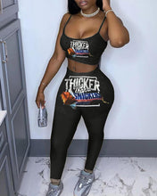 Load image into Gallery viewer, Letter Cartoon Print Crop Top & High Waist Pants Set