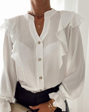 Load image into Gallery viewer, Ruffles Button Design Bell Sleeve Casual Shirt