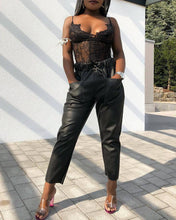Load image into Gallery viewer, Pocket Design Drawstring PU Leather Pants